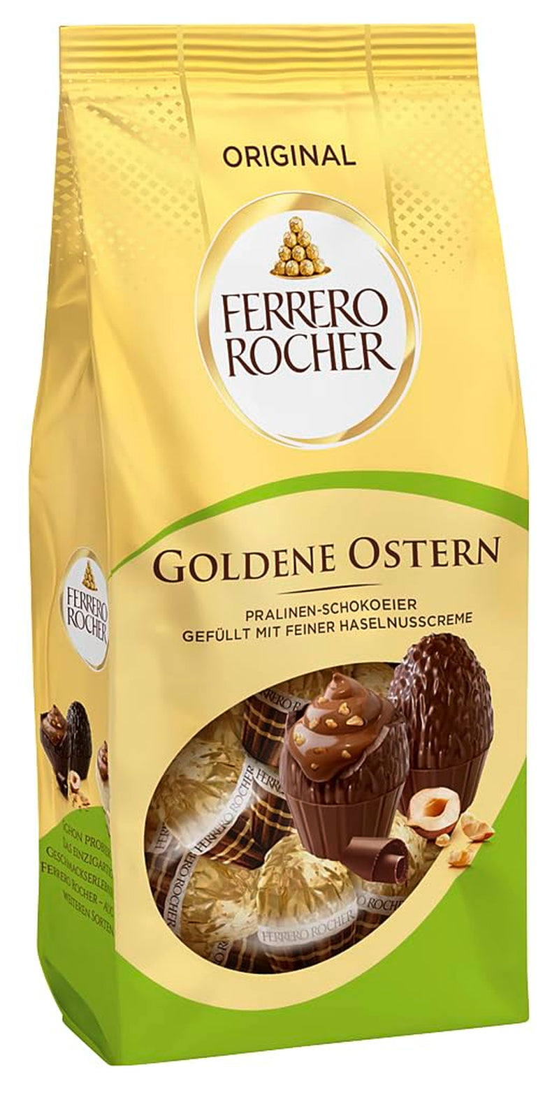 Ferrero Rocher chocolade-eieren 90g – melkchocolade met stukjes hazelnoot en fijne cacaocrème met hazelnoten – paaseieren voor paasnestjes – paascadeau – paaschocolade, paassnoepjes
