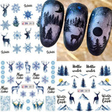 3D-kerstnagelstickers Zelfklevende wateroverdracht Kerstboom Sneeuwvlok Eland Pinguïn Kerstnagelkunst Winternagelontwerpen Kerststickers Nagelaccessoires