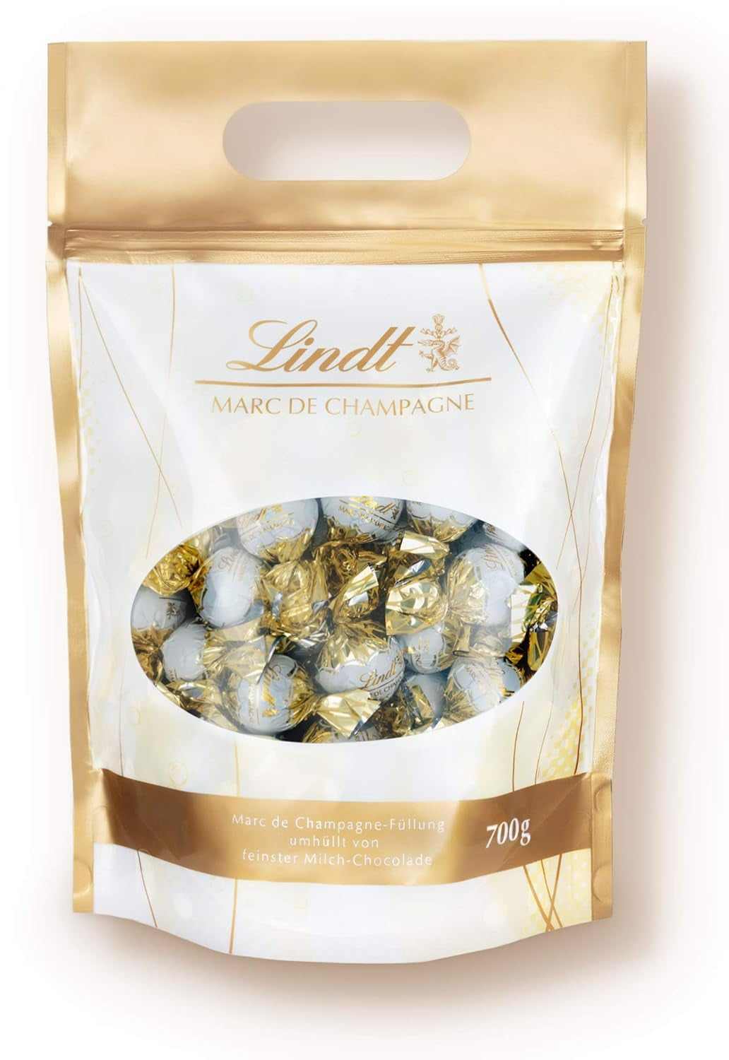 LINDOR chocoladebolletjes met gezouten karamel | ca. 80 melkchocoladebolletjes met gezouten karamelvulling | Bulkverpakking & Marc de Champagne Chocoladeballetjes | 700 gr
