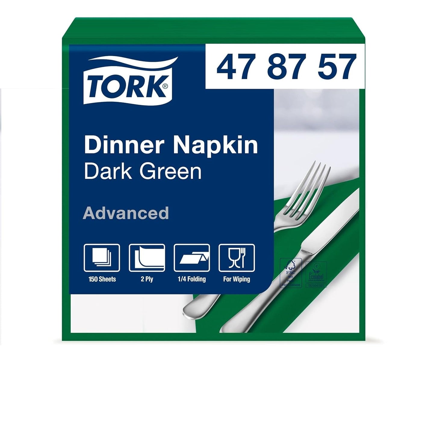 Tork Linstyle 509542 zwarte cocktailservetten, 1/4 vouw, 1-laags, 23,8 x 23,8 cm, 1 x 100 servetten