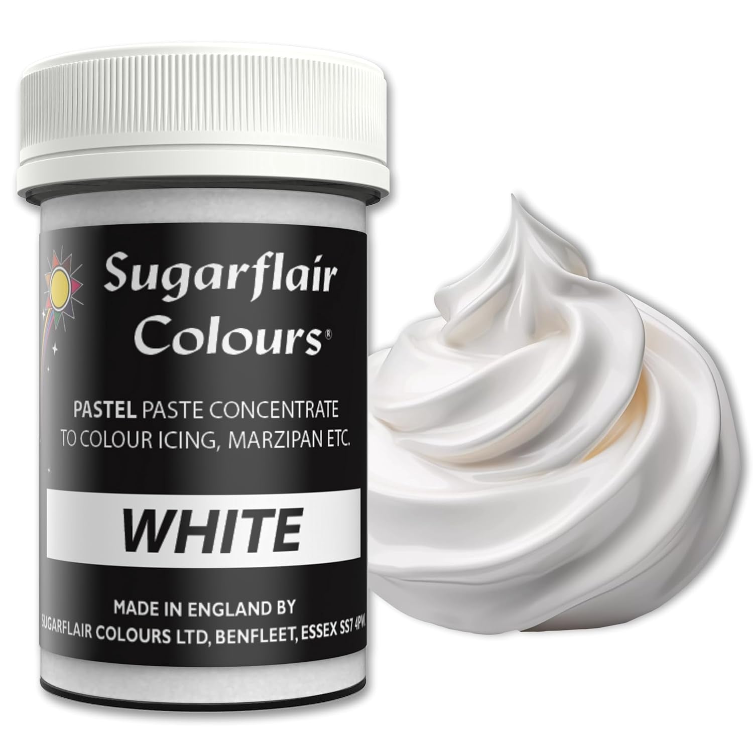 Sugarflair witte voedingskleurstof voor pasta, voedingskleurstof voor pasta, fondant en marsepein, pastakleuring - 25g
