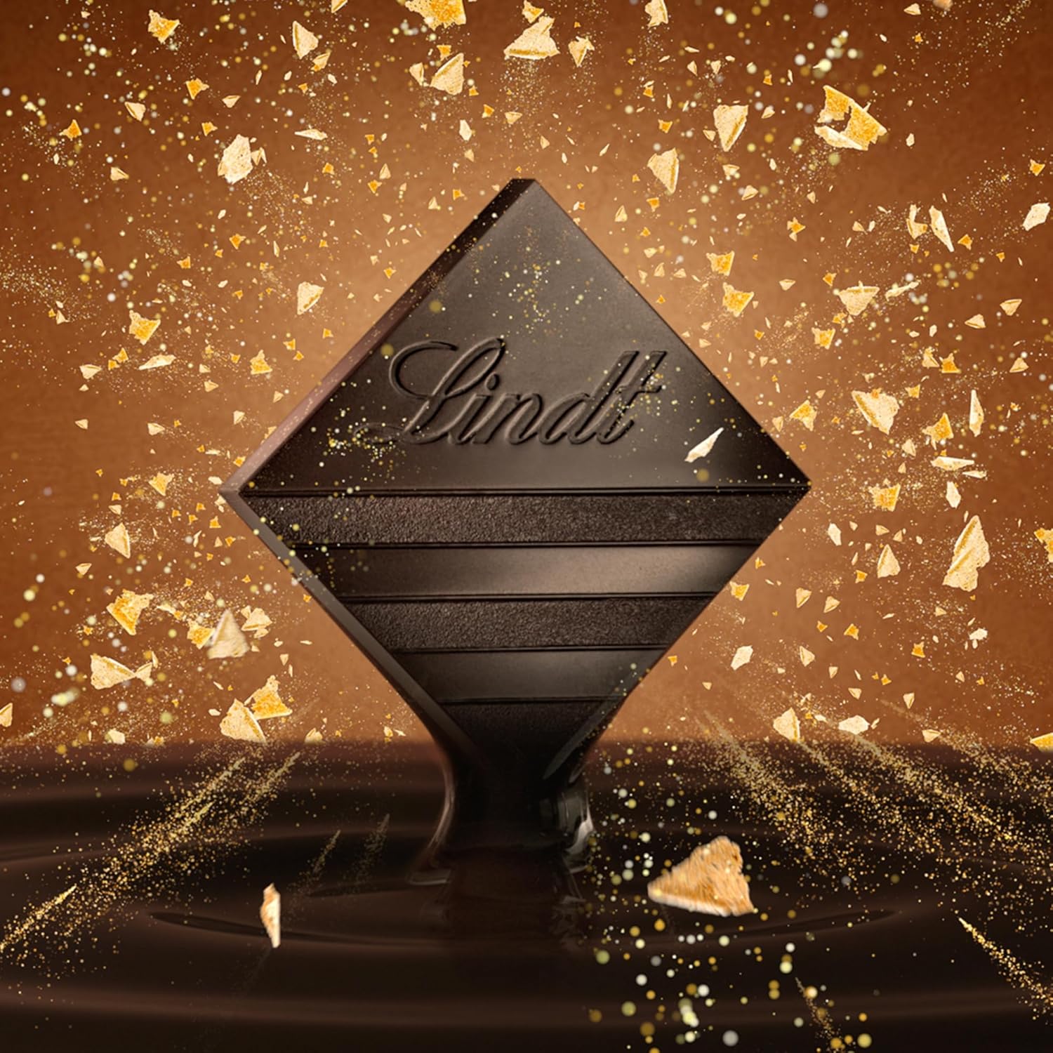 Lindt EXCELLENCE deegstukken met pailletten en karamel - fijne donkere chocolade met intense cacaosmaak