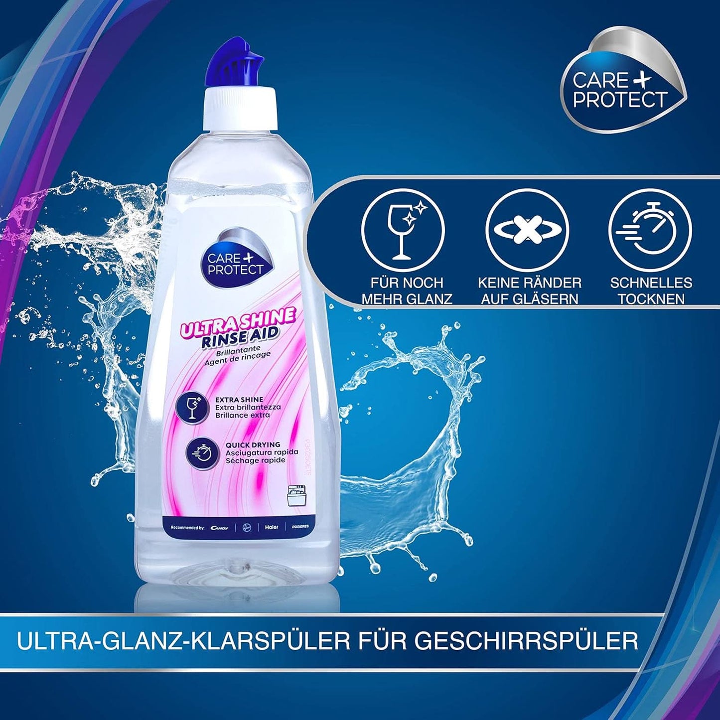 CARE + PROTECT- Extra Shine Universeel Glansmiddel voor vaatwassers / Voor alle vaatwassers / Sneldrogend / 500 ml Keukenwasmiddelen Naty Shop
