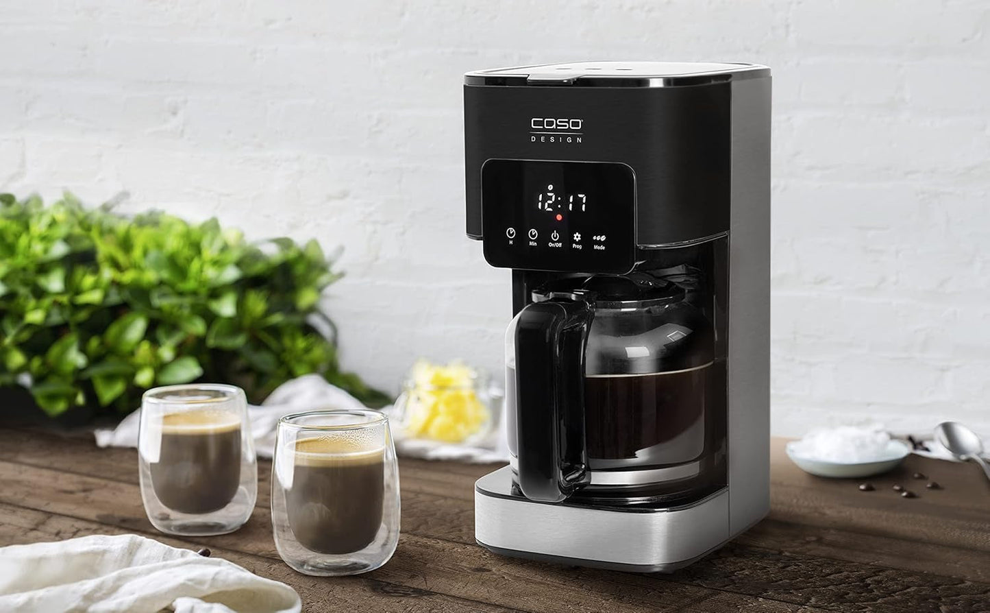 CASO Coffee Taste and Style espressomachine met permanent filter, 1,5 l, optimale zettemperatuur 92-96 °C, antidruppelsysteem, geoptimaliseerde zetkop, roestvrij staal, 12 kopjes