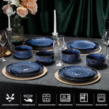 Homikit serviesset, 12-delige serviesset voor 4 personen, serviescombinatie met borden, dessertborden en ontbijtgranenschalen, magnetron- en vaatwasserbestendig, elegant blauw