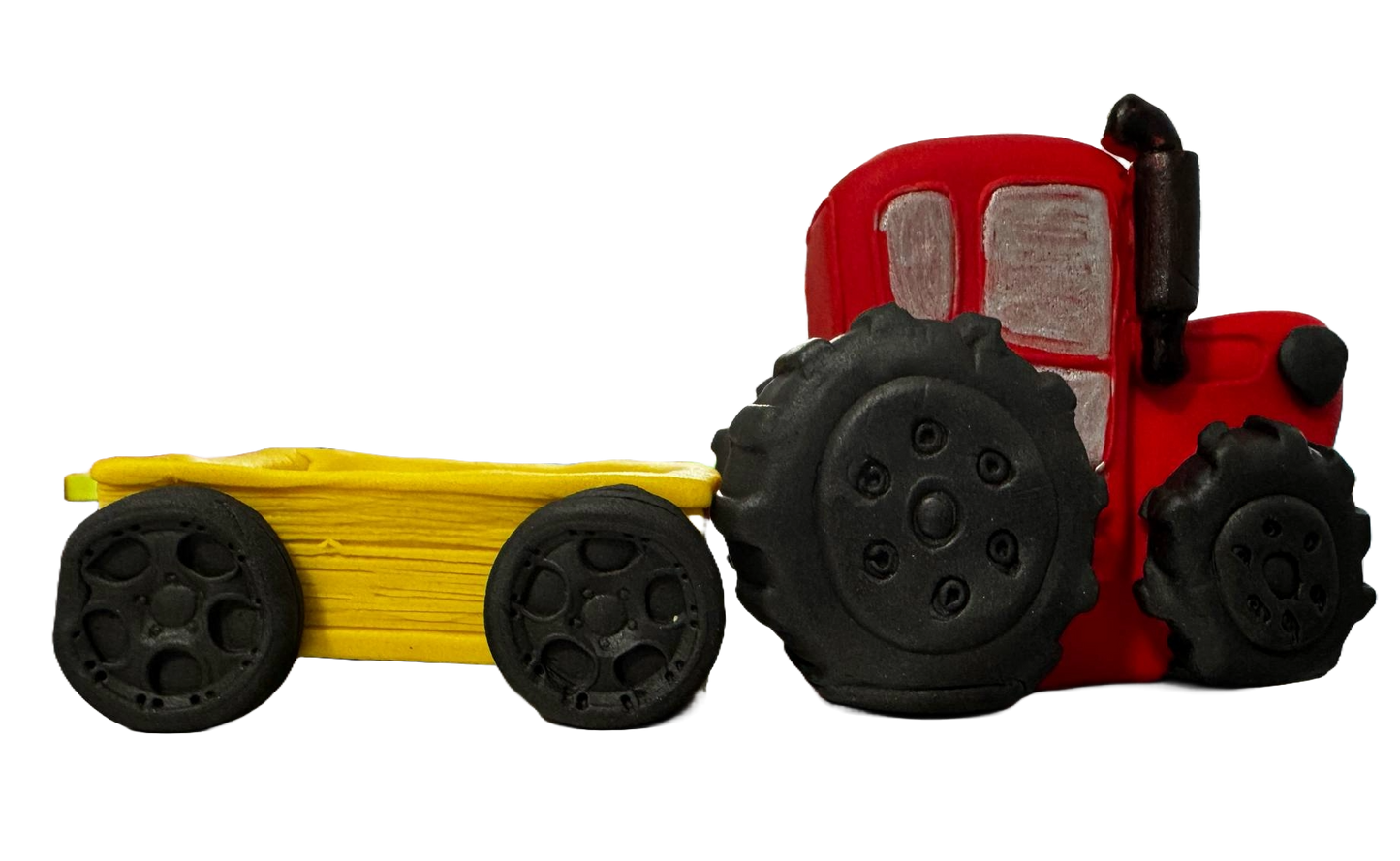 Set van 2 eetbare suikerpasta-decoraties, Tractor met aanhanger Suikerpasta-decoraties Nati Shop