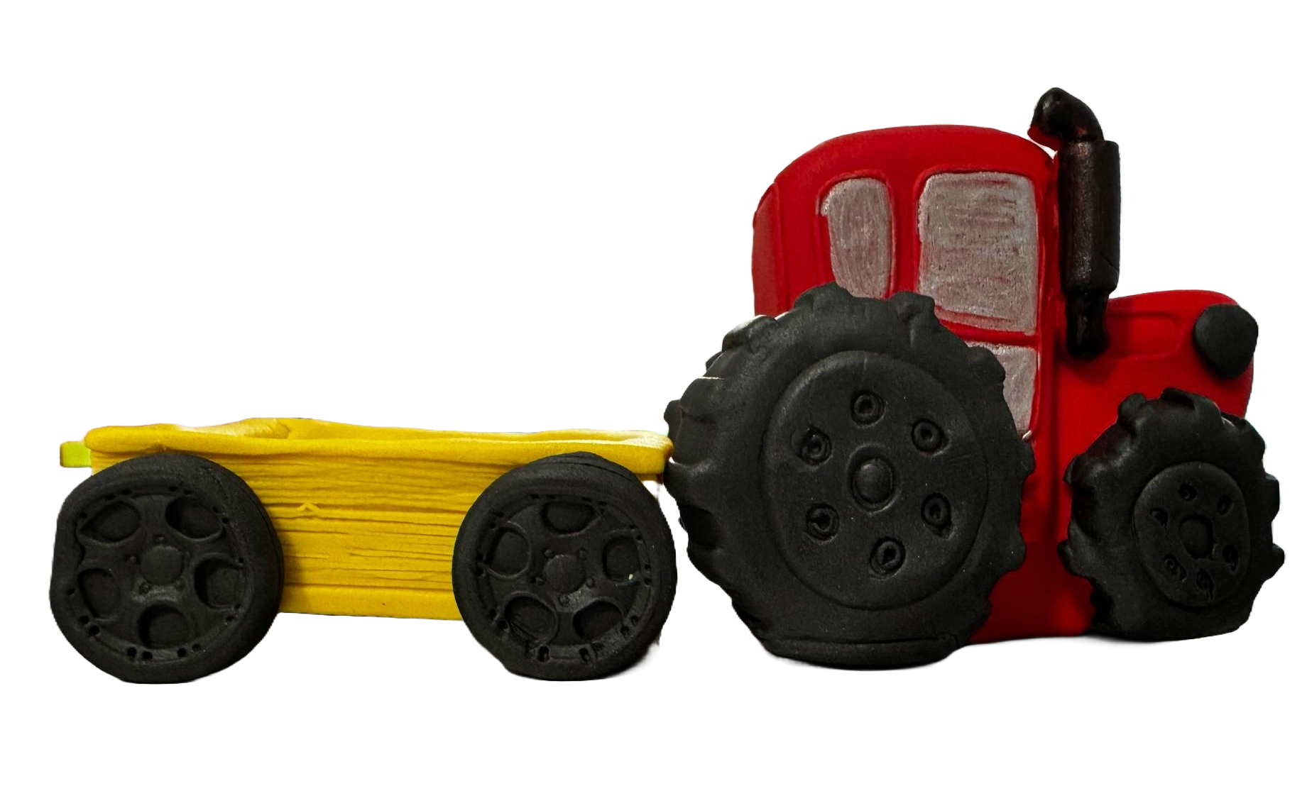 Set van 2 eetbare suikerpasta-decoraties, Tractor met aanhanger Suikerpasta-decoraties Nati Shop