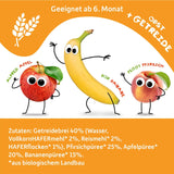 FRECHE FREUNDE Perzik Appel Banaan Haver Biologische Fruitpuree met Granen in een Knijpbaar Zakje voor Baby's 6 Maanden + Veganistisch 6 Pack (6 x 100g)