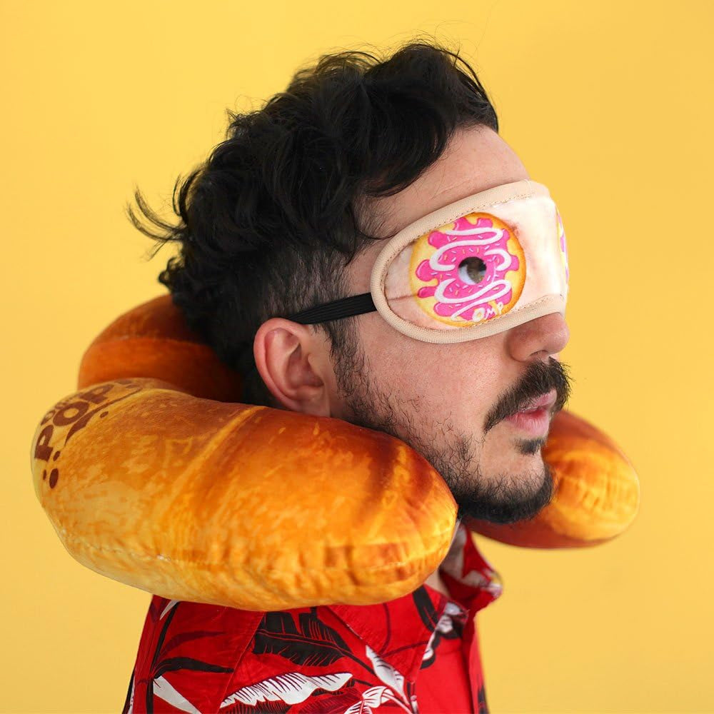 Croissant nekkussen en slaapmasker, oranje Naty Shop reiskussens