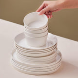 Karaca Stream Bone Bomo 12-persoons serviesset Elegante vierkante bordenset Elegant wit porseleinen servies