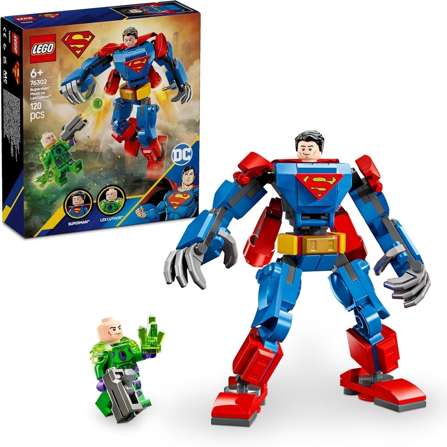 LEGO DC Superman Mecha versus. Lex Luthor - Superheldenspeelgoed met 2 minifiguren - Bouwbaar actiefiguur met beweegbare armen, benen en vingers - Cadeau voor jongens en meisjes vanaf 6 jaar 76302 Bouwsets Bekijk de LEGO-Store standaardtitel