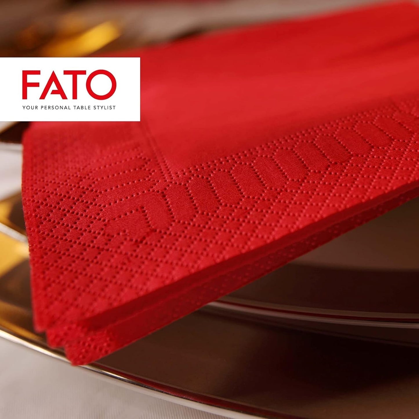 - Papieren wegwerpservetten, ideaal voor informele lunches en buffetten, 50-pack servetten, maat 33X33, 4-voudig, 2-laags, rood, 100% puur cellulosepapier, Fsc-gecertificeerd