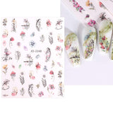 JMEOWIO Nagelsticker Frühling Blume 12 Blatt Nail Art Sticker Selbstklebend Nagelaufkleber Blätter Decoratie Nageldesign Zubehör