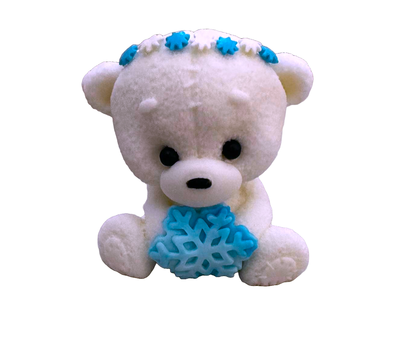 Eetbare suikerpasta decoratie, Teddybeer met blauwe vlok Suikerpasta Decoraties Naty Shop