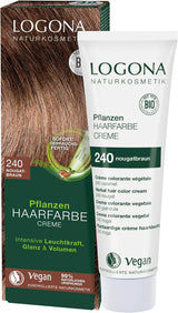 LOGONA Natural Cosmetics Plantaardige Haarkleurcrème 240 Nougat Bruin, Natuurlijke kleurstof voor bruin haar met henna, kleurcrème voor bruintinten, kleuring voor donker haar, 150ml Haarverf Naty Shop 240 Nougat Bruin