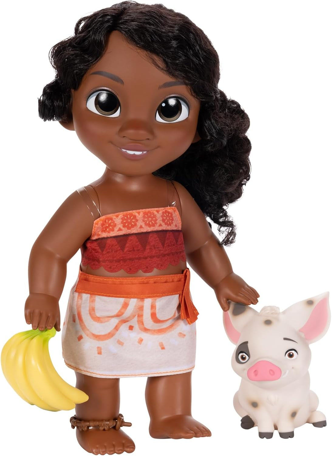 Jakks Pacific Moana 2 Little Sister Simea pop en Pua speelset 27 cm hoog, inclusief 1 poppenoutfit, 1 Pua en 1 plastic bananenbos, aanbevolen voor kinderen vanaf 3 jaar