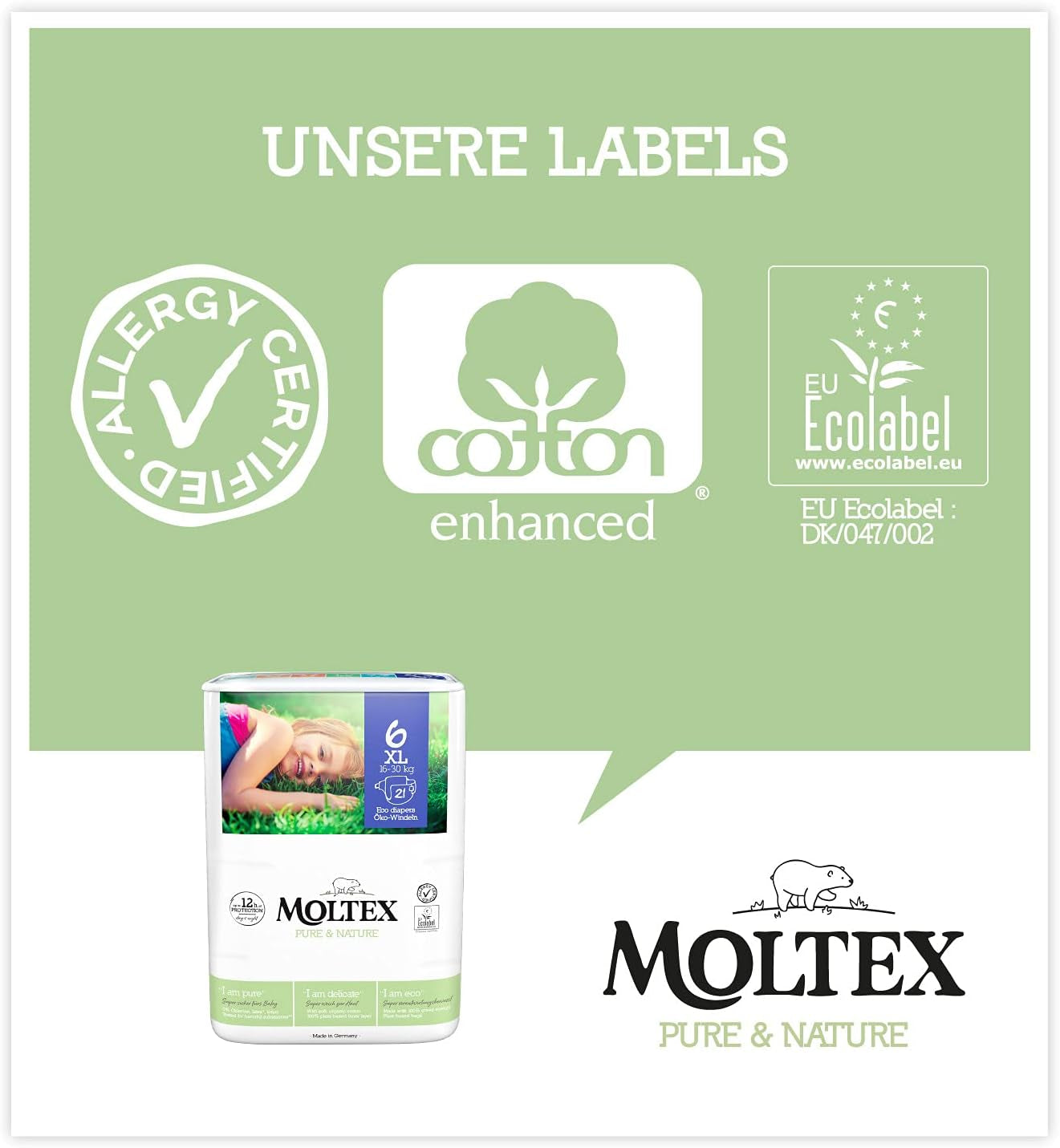 Pure & Nature Biologische Luiers Maat 6 XL (17-28kg) Maanddoos 84 Biologische Luiers