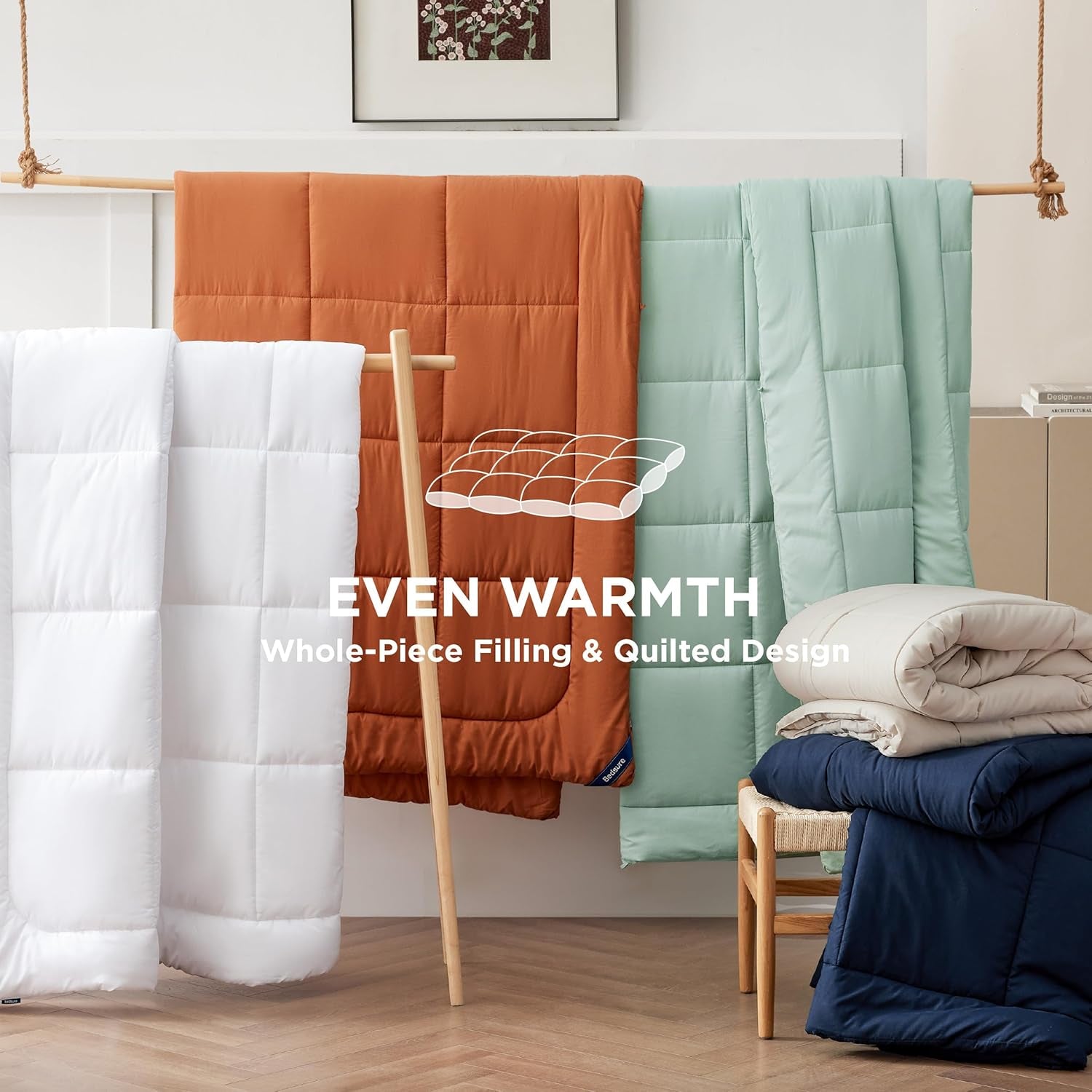 BEDSURE Gewatteerd dekbed Full/Queen (88"X88") Witte dekbedden en dekbedden Naty Shop