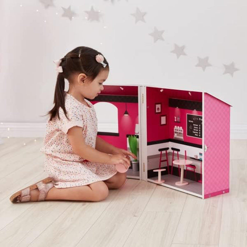 Teamson Kids - Dreamland City Café Poppenhuis 30cm - Roze/Wit/Zwart