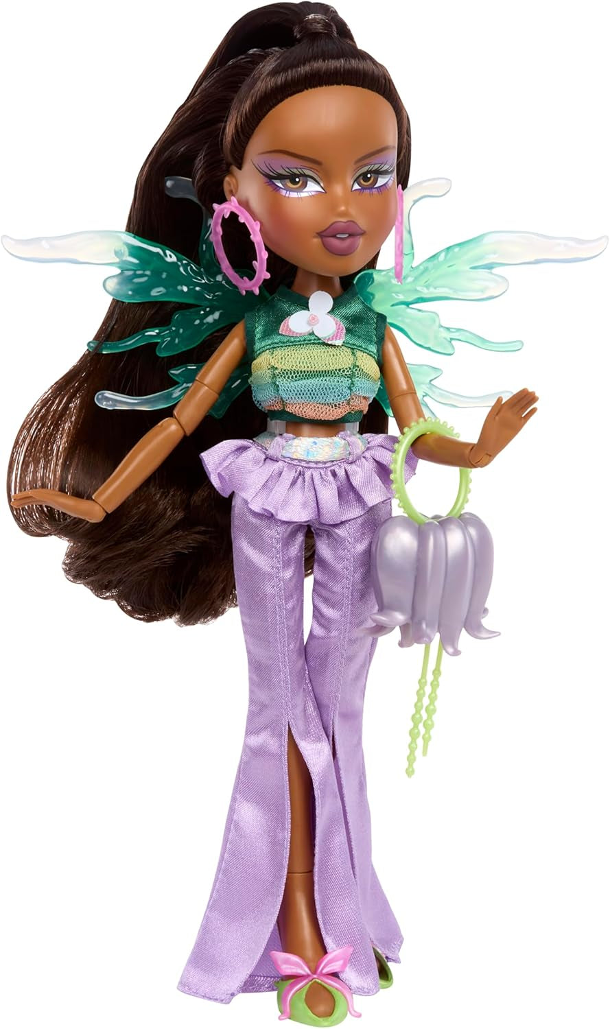 Bratz Fashion Pixiez Sasha Doll - Fantastische verzamelpop met echte mode en accessoires, vleugels die in een ring veranderen