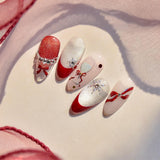 JMEOWIO 3D Nagelsticker Roter Kelch Mit Schleife Nail Art Sticker Selbstklebend Nagelaufkleber 5D Stereoskopische Decoratie Nageldesign Zubehör 1 Blatt