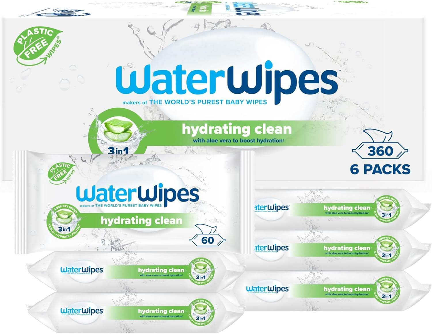 Waterdoekjes Hydraterende en reinigende babydoekjes met 99% water en aloë vera-extract, vochtige doekjes voor gezicht en lichaam Naty Shop 360 doekjes