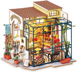 Robotime DG145 Rolife Emily's Flower Shop Miniatuur poppenhuis Gemaakt van hout, metaal, stof en karton, Afmetingen: 22 X 15 X 17 Cm, Poppenhuizen Naty Shop Standaard titel
