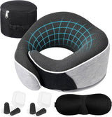 Nekkussen Reiskussen van traagschuim Ergonomisch ontwerp Nekkussen van traagschuim met oogmasker 2 oordopjes en opbergtas Perfect om onderweg te slapen tijdens het reizen Naty Shop Cervicale orthopedische kussens Standaardtitel