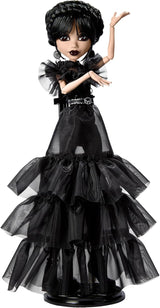 Monster High Wednesday-pop, Rave'N Wednesday-verzamelfiguur in zwarte gotische jurk, geïnspireerd door de dansscène, premium accessoires en poppenstandaard, HXJ03