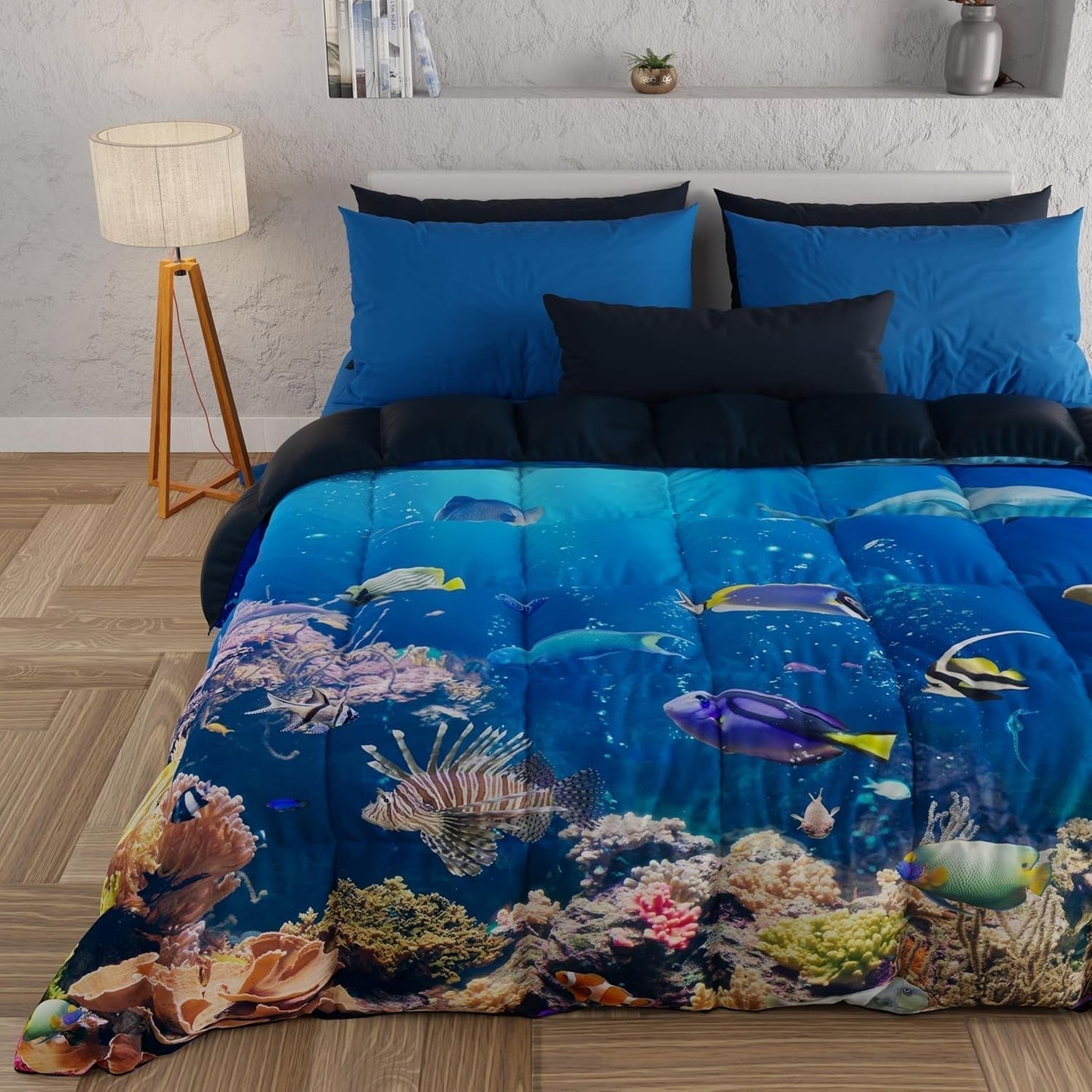 PETTI Artigiani Italiani dekbedovertrek voor een tweepersoonsbed, 100% Made in Italy, Aquariumquilts en quilts Naty Shop