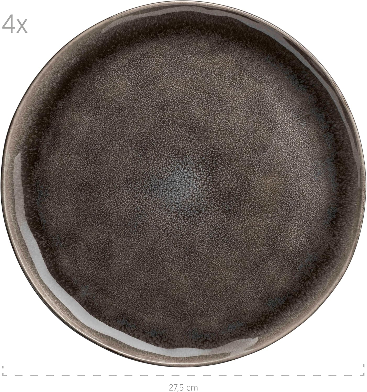 MÄSER 934073 Niara Organic Series Moderne 4-persoons serviesset met spannende vintage look, 16-delig combinatieservies met een speciale combinatie van zwart en bruin glazuur, steengoed
