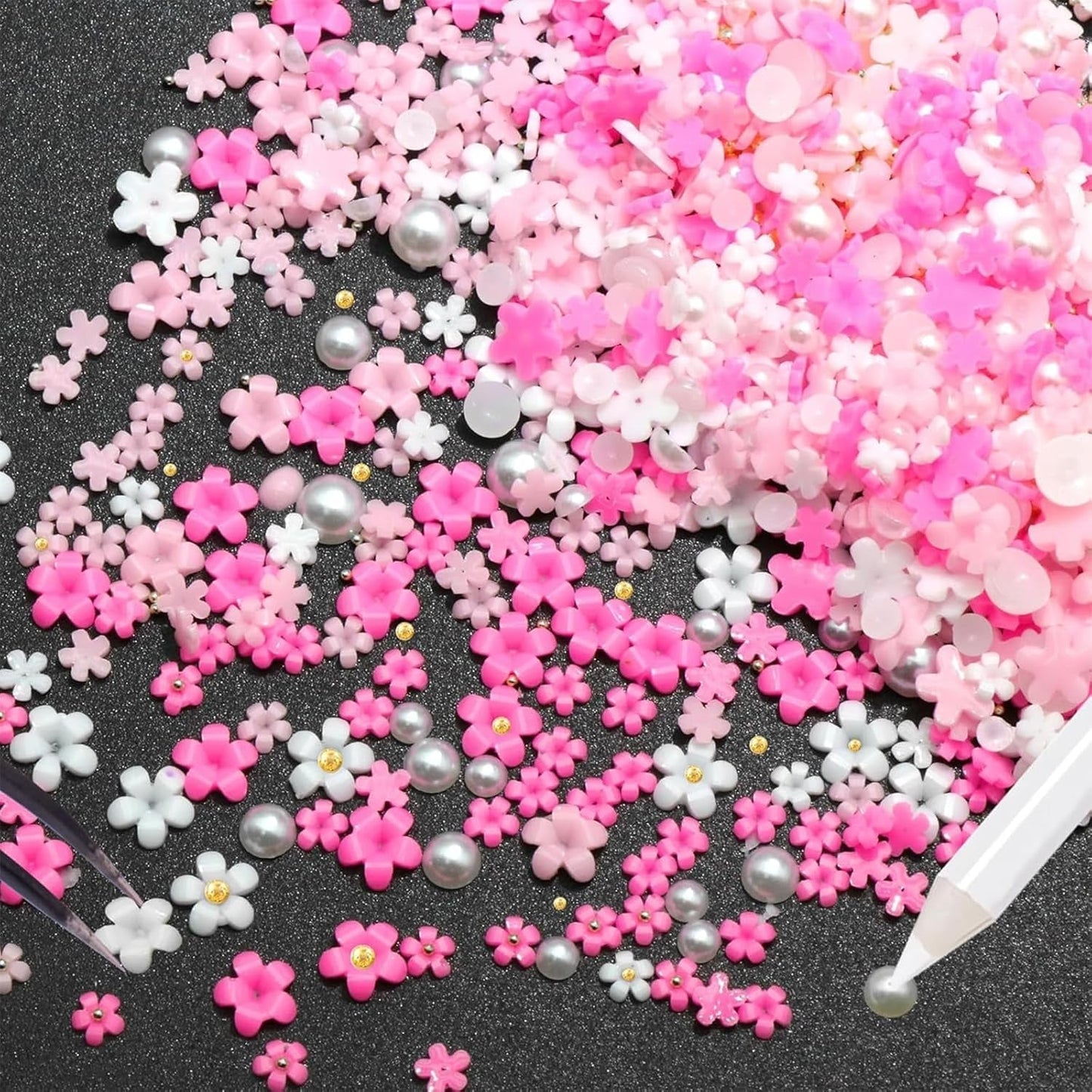 1 Karton Nail Art Charms, 3D Bloemen Nagelkunst Charms, Acryl Blumen Nagel Strass Mit Ornamenten, Nagel Edelsteine, Nagel Zubehör Für Mädchen, Nagelkunst Decoratie, DIY Handwerk Nail Design