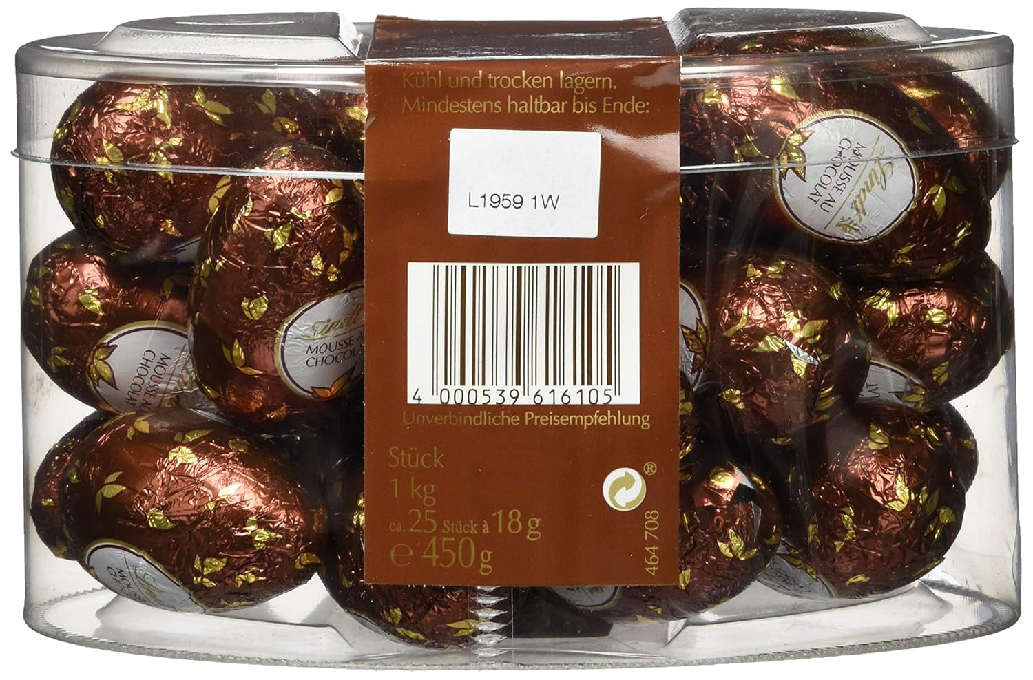 Lindt chocolademousse met chocolade-eieren | 450 g Melkchocolade gevuld met smeltende chocolademousse | Paaschocolade | Geschenk van chocolade | Paaseieren | Chocolade eieren