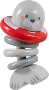 HABA 306691 - Rammelaarfiguur zeehond, grijpspeelgoed vanaf 6 maanden, Made in Germany, grijs Babyspeelgoed Naty Shop