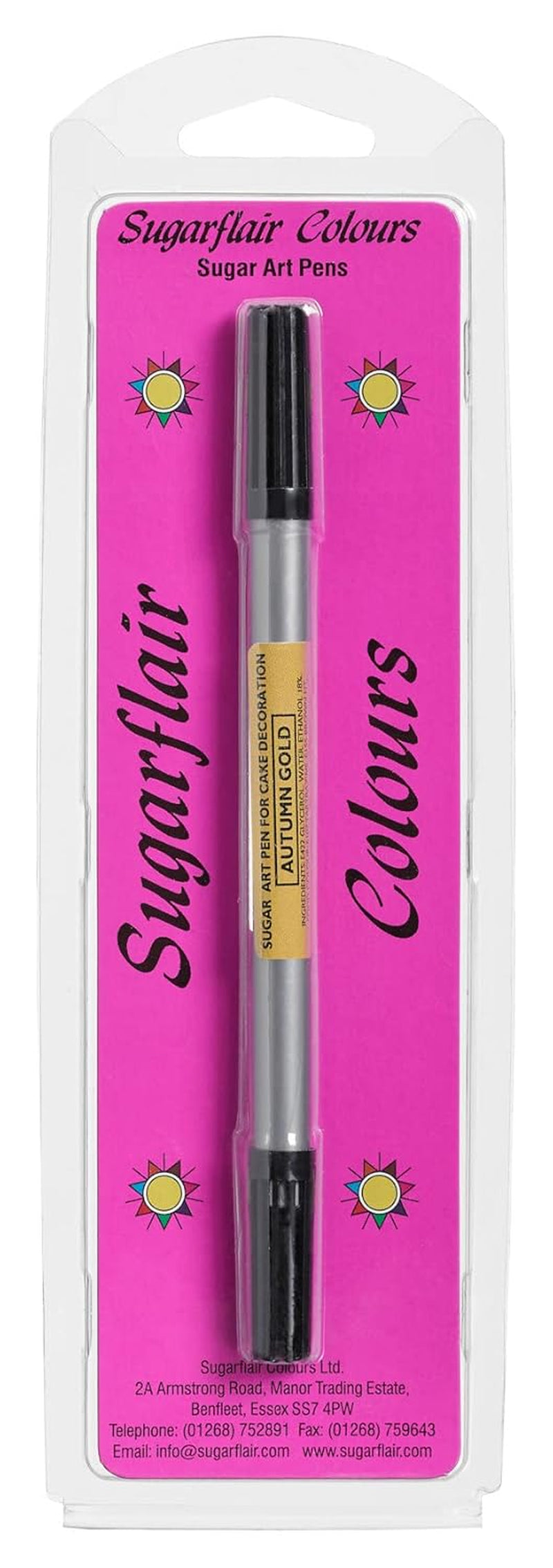 Sugarflair Gold Gouden Kleurstofpennen met Suikerontwerp - Eetbare Voedselpen, Taartpen, Fondant, Marsepein en Royal Icing Decoreren - 1 st