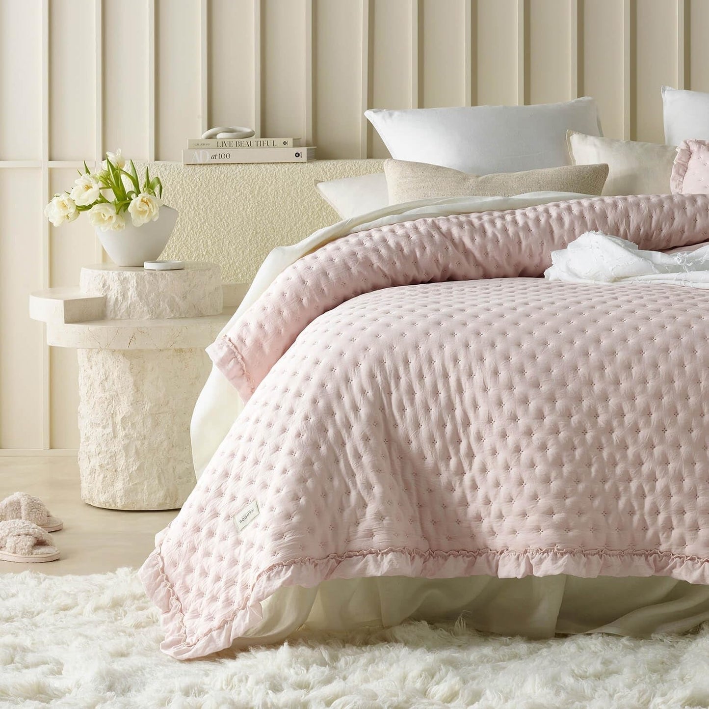 Molly Elegante sprei in poederroze 170 X 210 cm Sprei veelzijdig als sprei of bank Gooi deken voor bed en bank Dekenstijl Ideaal als sprei Bedden en dekens Besuche den ROOM99-Store Poederroze 170X210