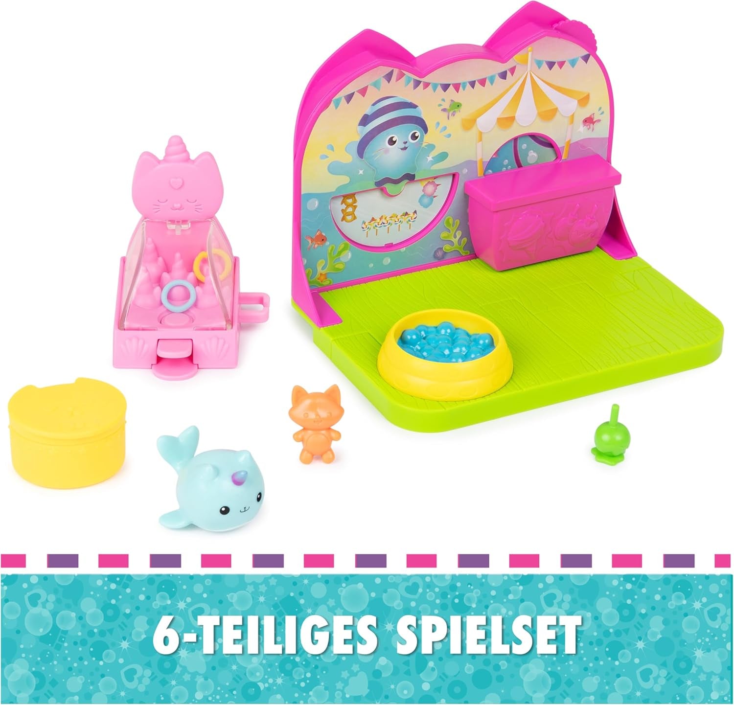 DREAMWORKS GABBY'S POPPENHUIS - Deluxe kamerspeelset, Kitty Narwhale feestkamer, themameubels en accessoires, vanaf 3 jaar