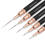 Nagelborstels, 5-delige nagelcontourborstels, schilderontwerpborstelset, nagelpunt tekengereedschap voor lange lijnen, dunne details, fijne tekening in maat 6/9/12/15/18 mm, zwart