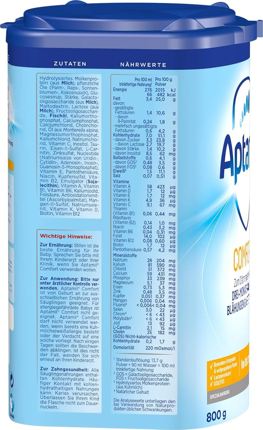 Aptamil Comfort – Speciale voeding vanaf de geboorte, tegen krampjes, winderigheid en constipatie, 800 gram Naty Shop
