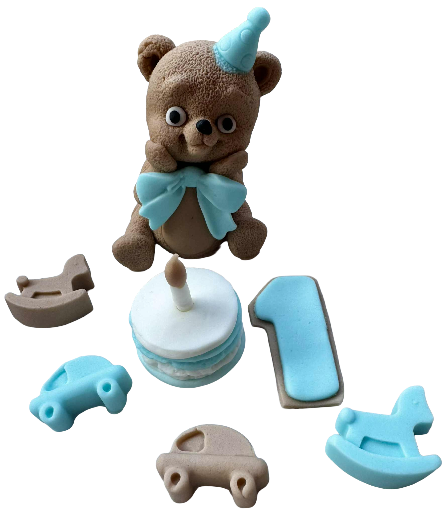 Set van 7 eetbare decoraties, verjaardagsdecoraties van Sugar Paste Nati Shop