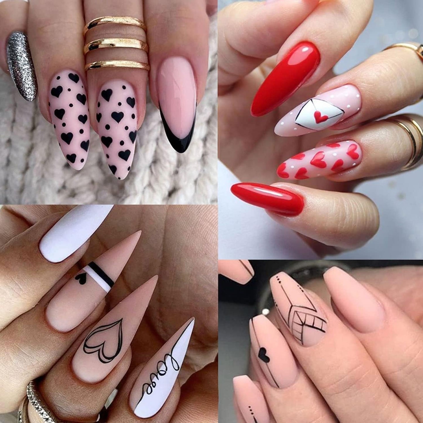 8 Blatt Nagelsticker Valentinstag Nagelaufkleber Selbstklebend Liebhaber Des Schwarzen Herzens Nail Art Sticker Decoratie Nageldesign Zubehör