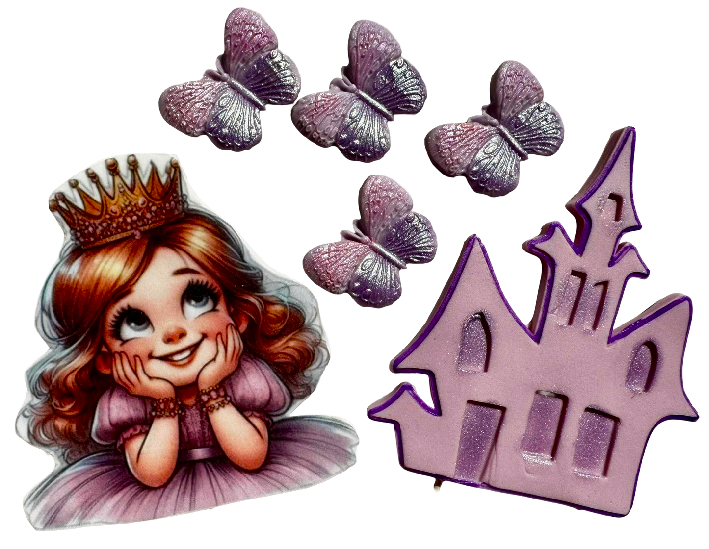 Set van 6 eetbare decoraties, Kleine Prinses Suikerpasta Decoraties Nati Shop