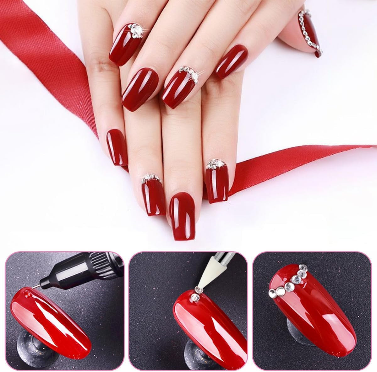 4600 Stück Strasssteine ​​​​Für Nägel, Nagel Glitzersteine ​​​​3 Verschiedene Stil Flache Nail Gems Nägel Steine ​​​​Klein Nagel Steinchen Mit Pinzette en Strass Picker Dotting Pen Für Nägel/Kleidung/Handwerk