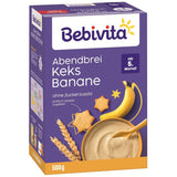 Avondpap met koekjes en bananen (4x500g), melkpap vanaf 5 maanden, zonder toegevoegde suiker, met waardevolle mineralen en vitamines, zeer vullend