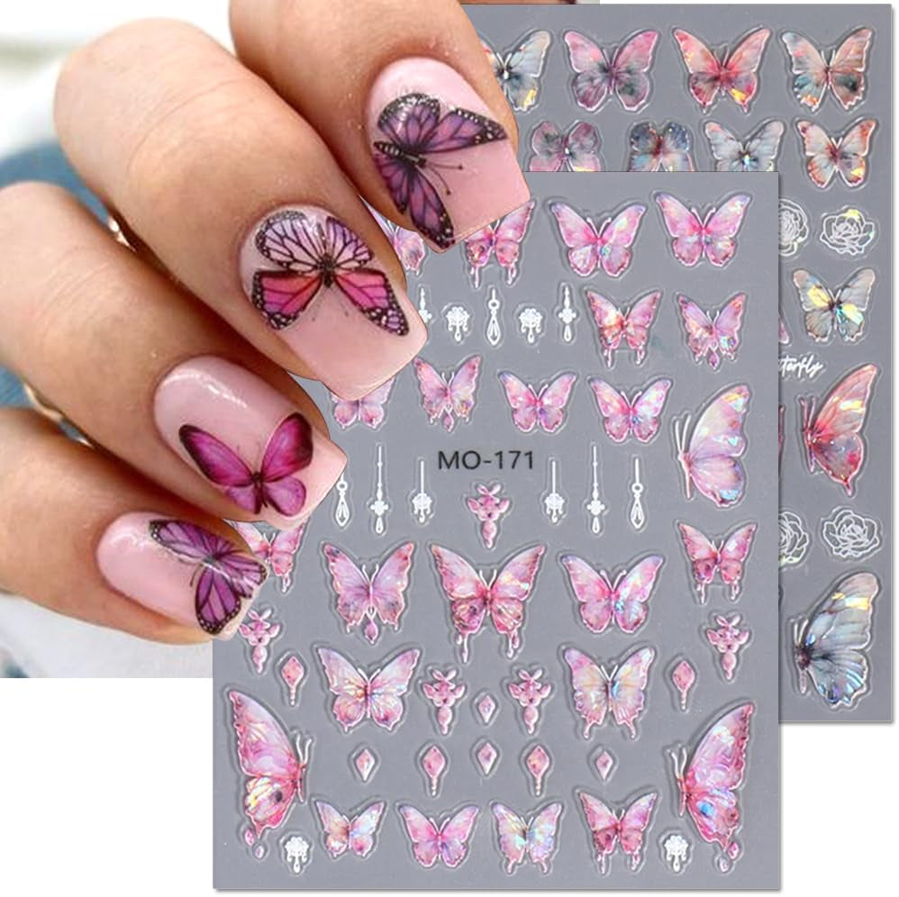 5D vlinder nagelstickers met reliëf zelfklevende vlinders nageldecoratiestickers aurora vlinder nail art stickers nagelaccessoires ontwerp vlinder nagelstickers nail art stickers