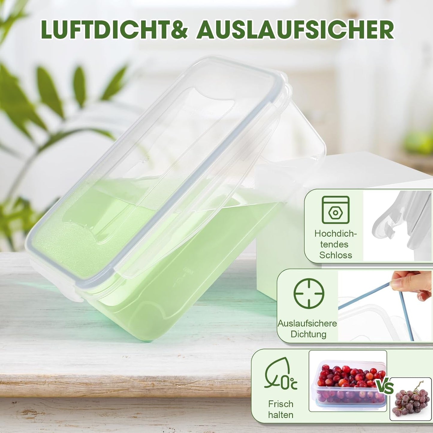 YASHE Voedselopslagpot met deksel, 12-delige plastic voorraadpottenset, BPA-vrij, 100% lekvrij, stapelbaar, doorzichtige voedselopslagdozen Naty Shop