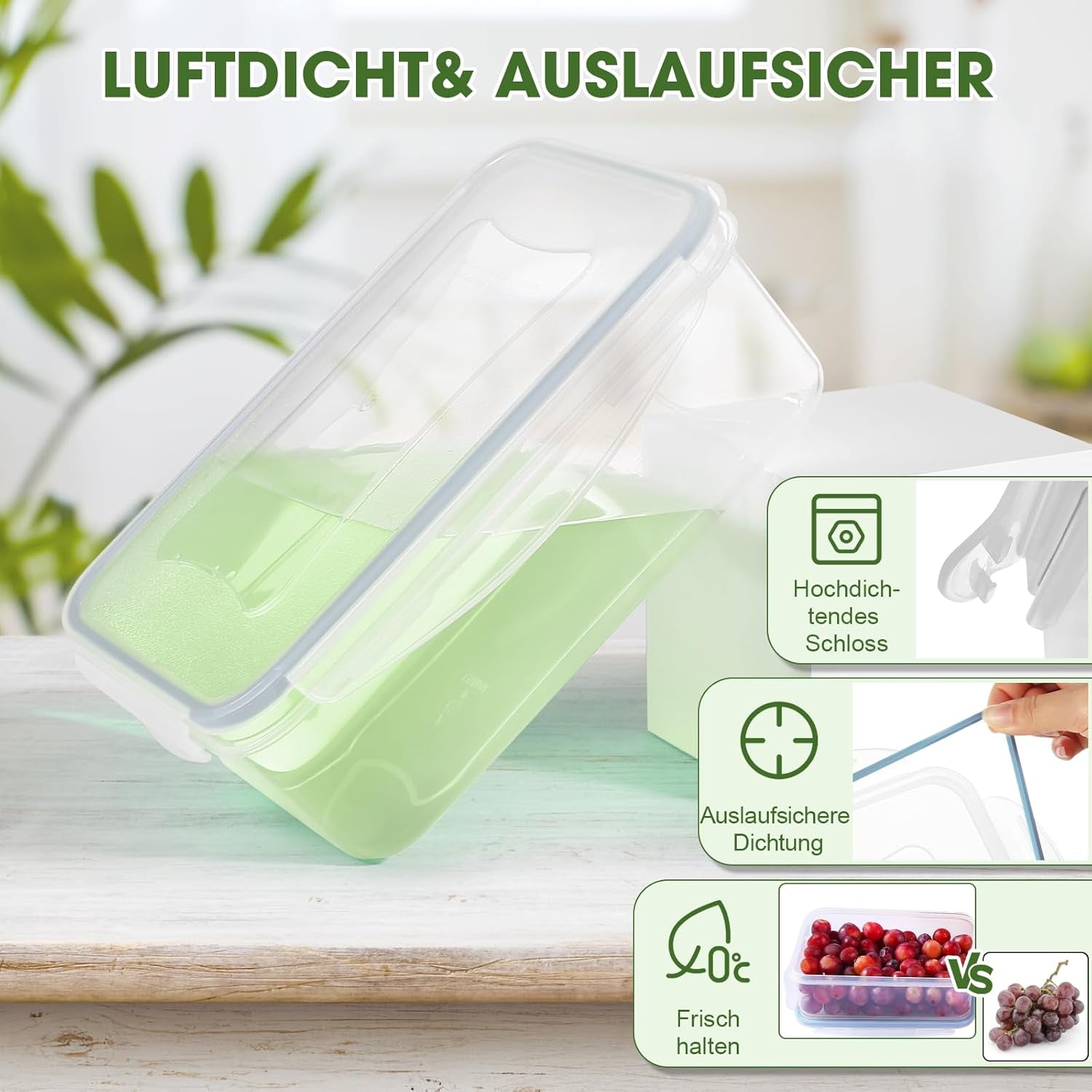 YASHE Voedselopslagpot met deksel, 12-delige plastic voorraadpottenset, BPA-vrij, 100% lekvrij, stapelbaar, doorzichtige voedselopslagdozen Naty Shop
