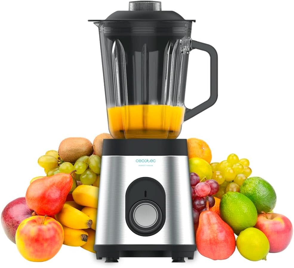 Cecotec Menger Glas Power Schwarz Titan 1000 INOX. 1000 W, Edelstahlgehäuse, 6-Blatt-Blatt Mit Schwarzer Titanbeschichtung, 1,5-L-Glaskrug, 5 Geschwindigkeiten [Energieeffizienzklasse a +] Keuken Naty Shop