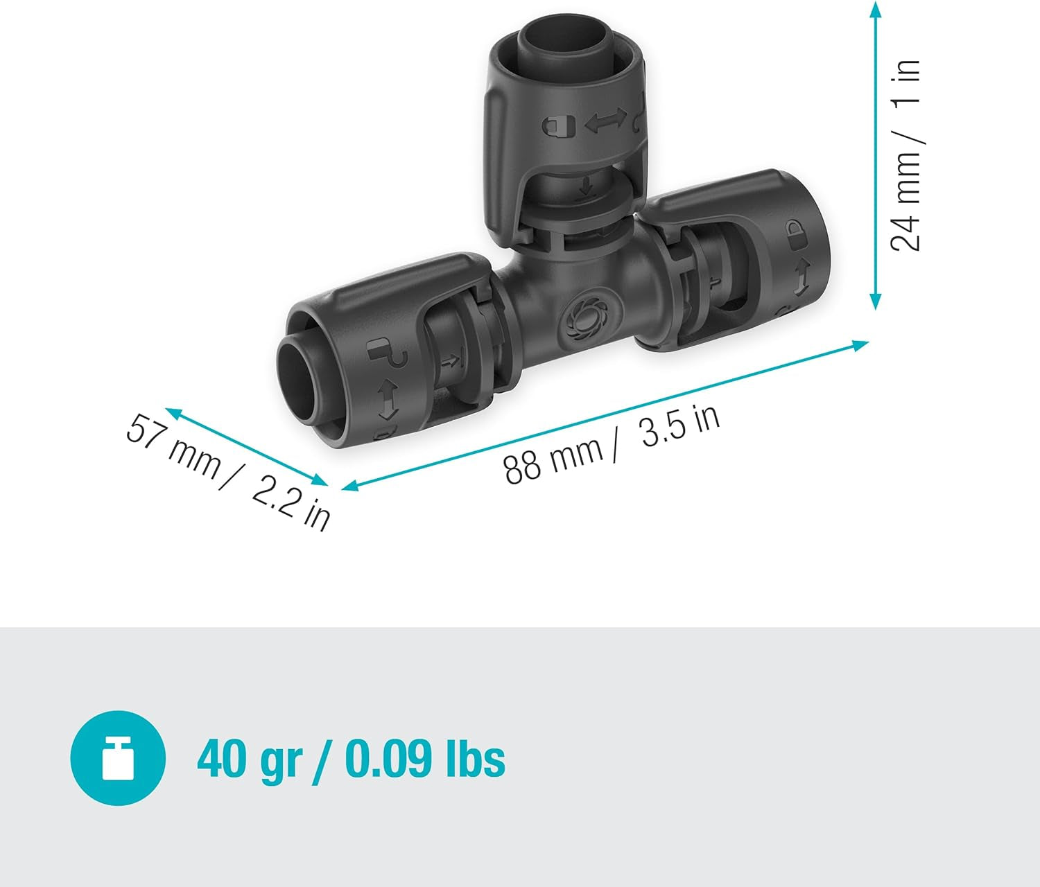 Gardena Micro-Drip-irrigatiesysteem T-stuk 13 mm (1/2"): connector voor 13 mm toevoerleidingen, T-tak, automatische irrigatie, herbruikbaar (13201-20)