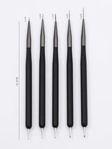 Nagelkunst-Pinsel, 5 Stück, Nailart-Pinsel, Punktierstift-Werkzeuge, Malkunst-Design-Pinsel-Set Für Lange Linien, Dünne Details, Feine Zeichnungsgrößen 7/9/11/15/22 Mm, Zwart
